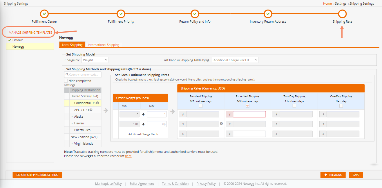 Update Shipping by Item Level - Newegg Marketplace Seller Academy